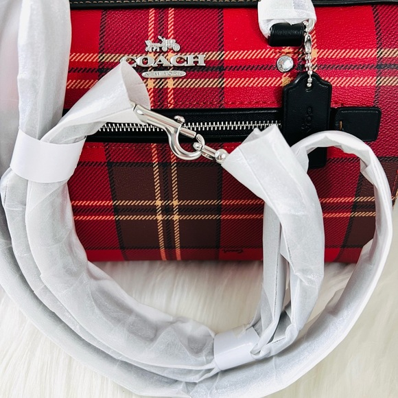 COACH Tartar Plaid Rowan Satchel Crossbody - Picture 6 of 12